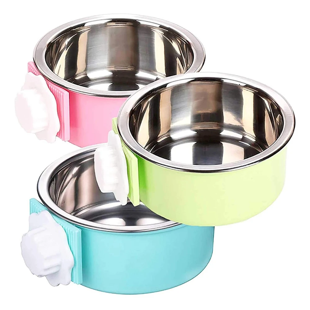 

Dog Bowl Stainless Steel Hanging Pet Cage Bowl Food and Water Feeding