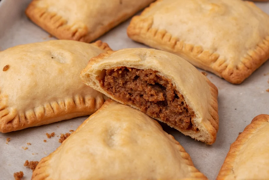 Homemade cinnamon brown sugar pop tarts on baking sheet with golden crust and cinnamon sugar filling oozing out
