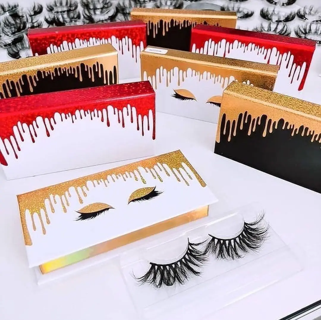 

20mm Wholesale fluffy mink eyelashes and custom eyelash packaging box, Natural black