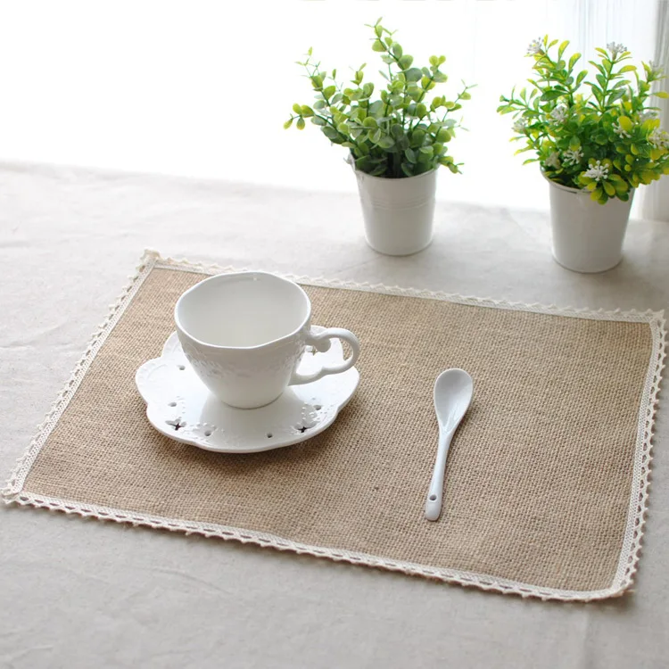 

Cottne Linen Placemat Pad Coasters Kitchen Table Mats, As picture