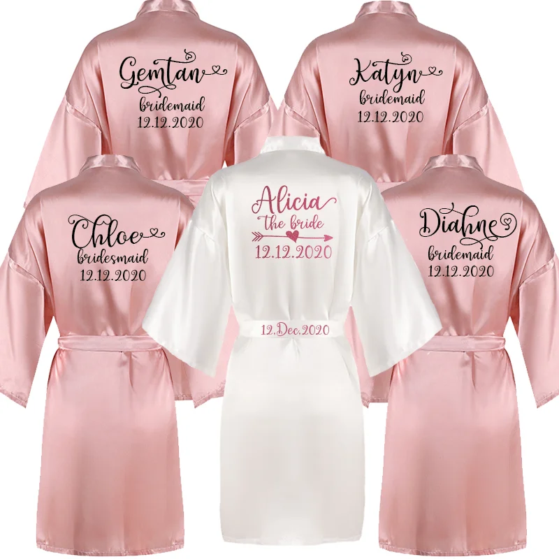 

wholesale customize available Blank wedding silky satin robe women, Customized color