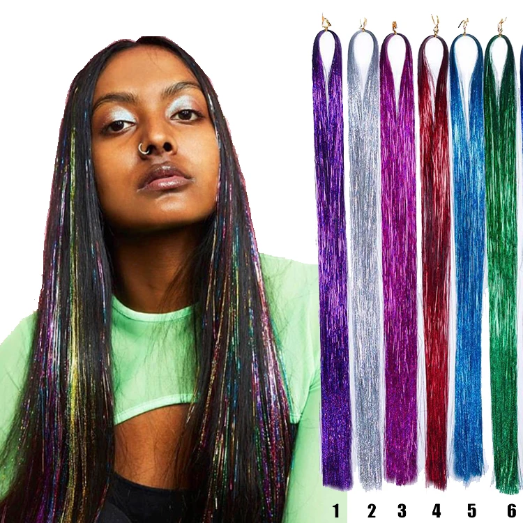 

Sparkle Hair Tinsel glitter Bling jumbo Secoration For Synthetic Hair Extension Glitter Rainbow Hair Accessories, More than 50 color can be choosed