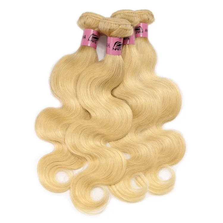 

613 Virgin Hair Bundles Blonde Human Hair Extension With Frontal Closure Straight Body Wave Deep Wave 10"- 34" In Stock