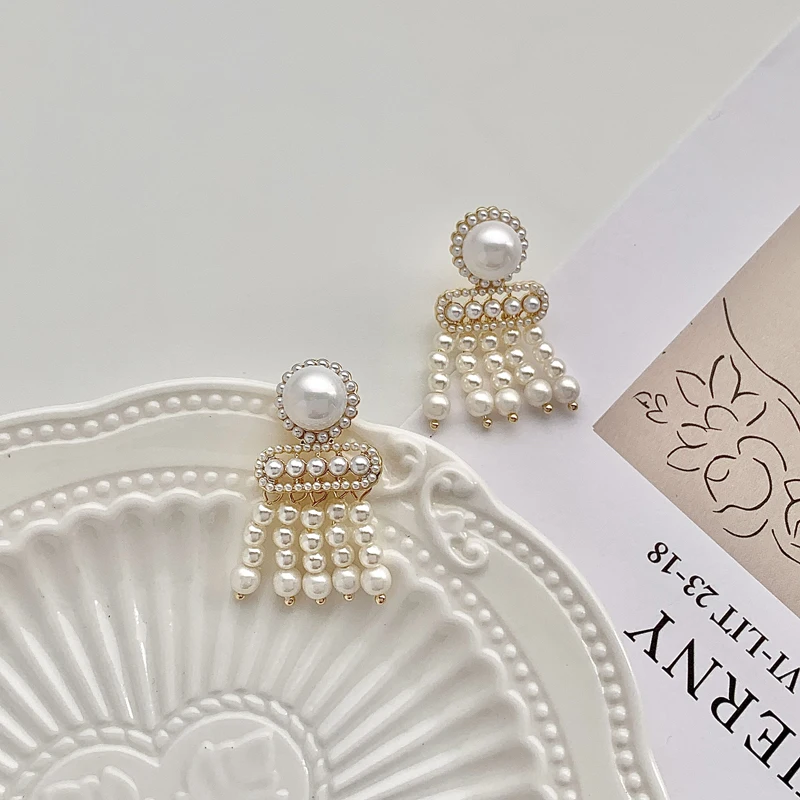 

Vershal A-215 Luxury 18k Gold Plated Elegant Baroque Pearl Tassel Drop Earrings For Women Jewelry