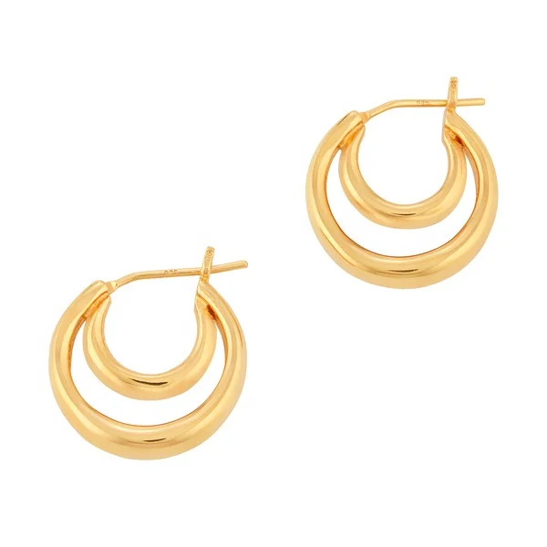

18k Gold Plating Minimalist Double Huggie Hoop Earring 2021 New Design