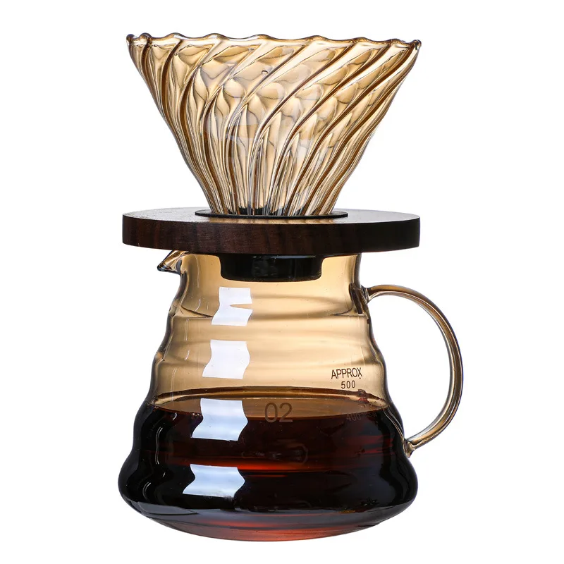 

Wholesale new style hand drip V60 pour over glass coffee server filter cup coffee pot