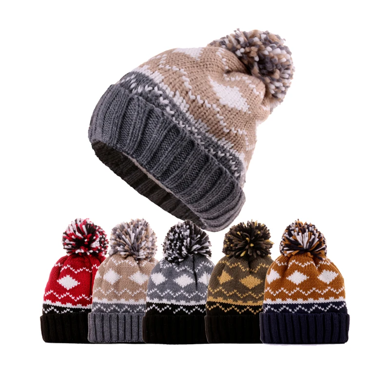 

Wholesale New Unisex Cable Bobble Hat Men Women Pom Pom Hat Outdoor Ski Knitted Beanie Cap Pom Wooly Cap