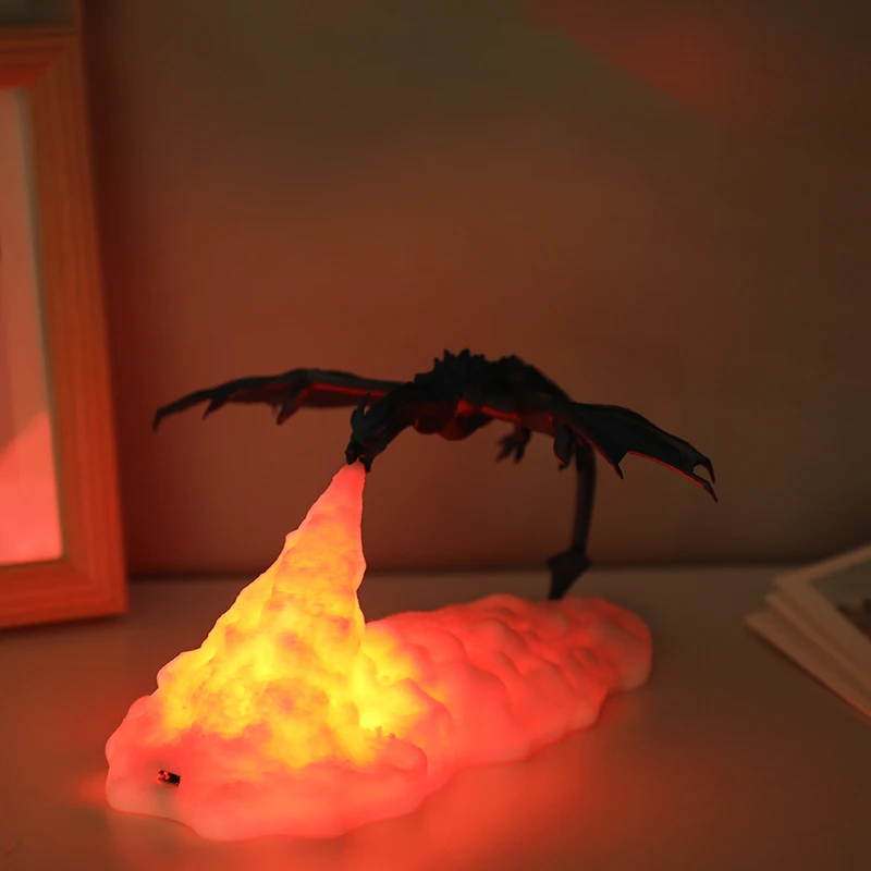 3D Print LED Night Light Fire-breathing Dragon Table Lamp Space Shuttle Rocket Lamp USB Rechargeable Bedside Lights for Children