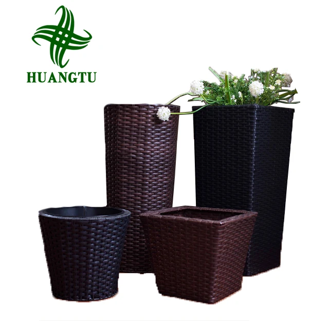 

Huangtu Plastic woven flowerpot and plant pots for home and garden, Customized color