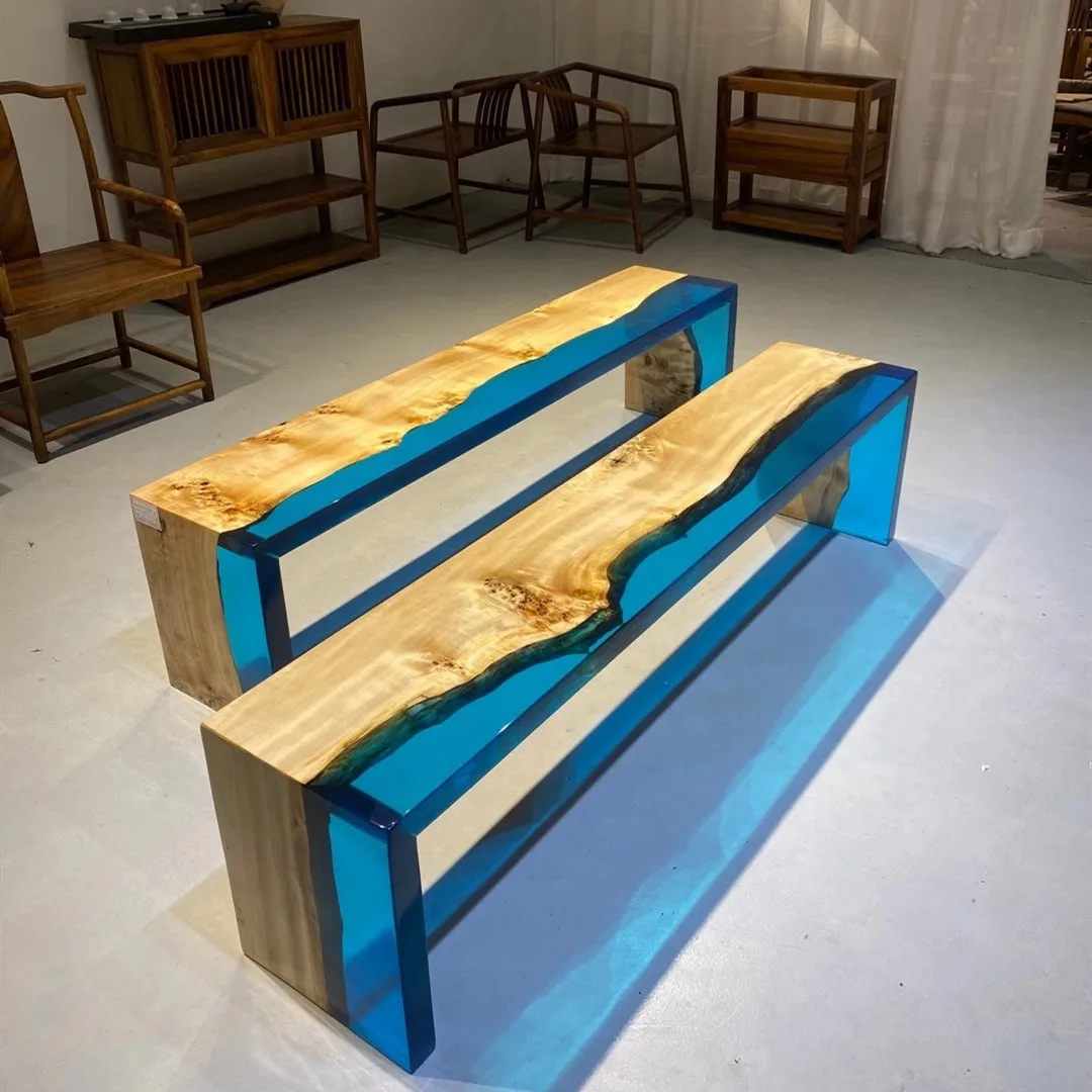 Excellent Solid Wood Walnut River Resin Wooden Dining Table - Buy