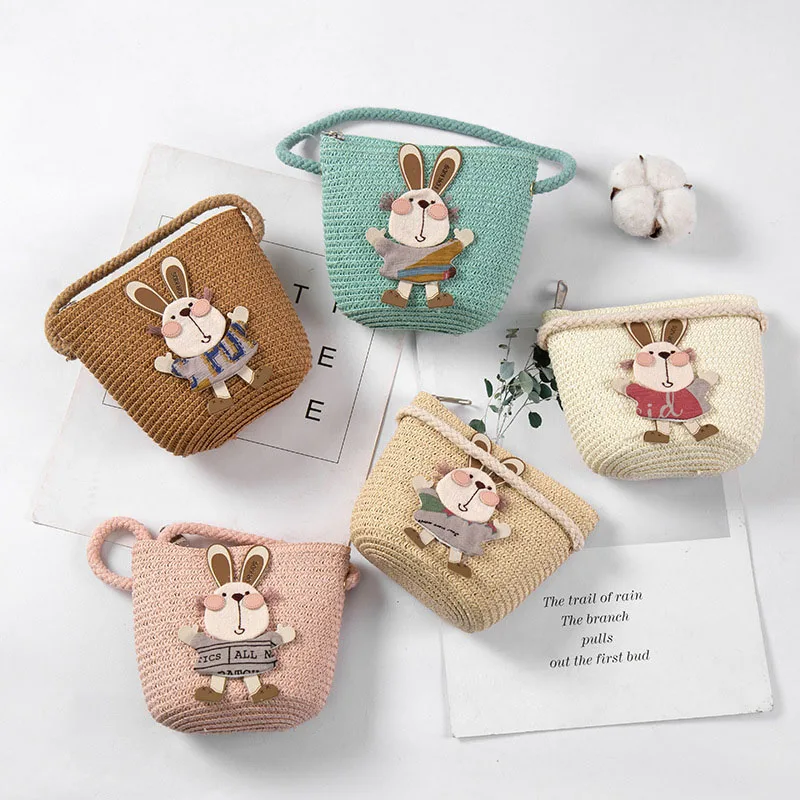 

2020 Summer Children Girls Shoulder Bag Straw Bag Messenger Bag Kids Keys Coin Purse Cute Princess Mini Handbag Wholesales, As pictures