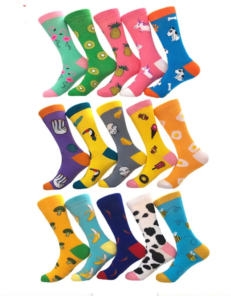 

High quality unisex fruit and vegetables colorful patterns crew socks