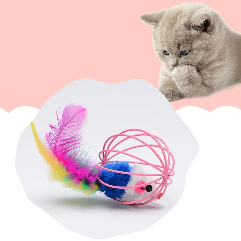 

Cat toy ball painted wire colored plush mouse cage mouse cat toy supplies wholesale customization, Picture showed