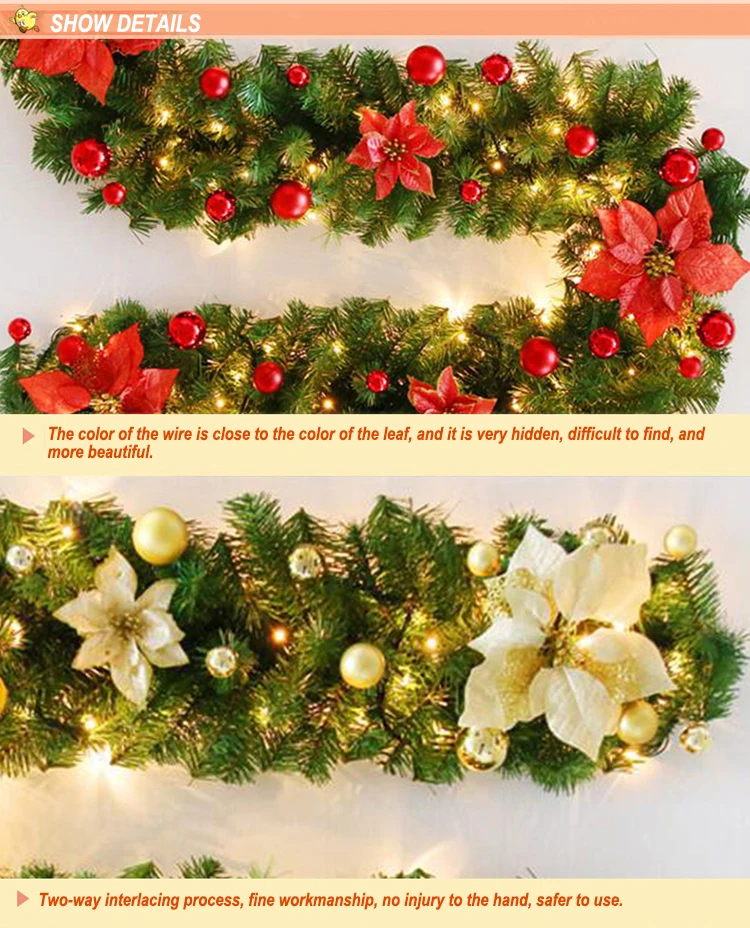 Christmas Wreath Handmade Rattan Pendant Garland Shopping Mall