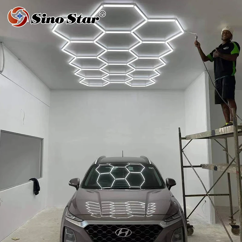 

Customer like easy to install Good use in Italy for car workshop room led hexagon light