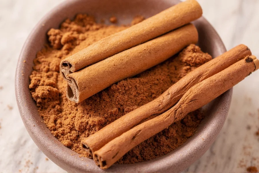 Mug of coffee topped with a dusting of Saigon cinnamon