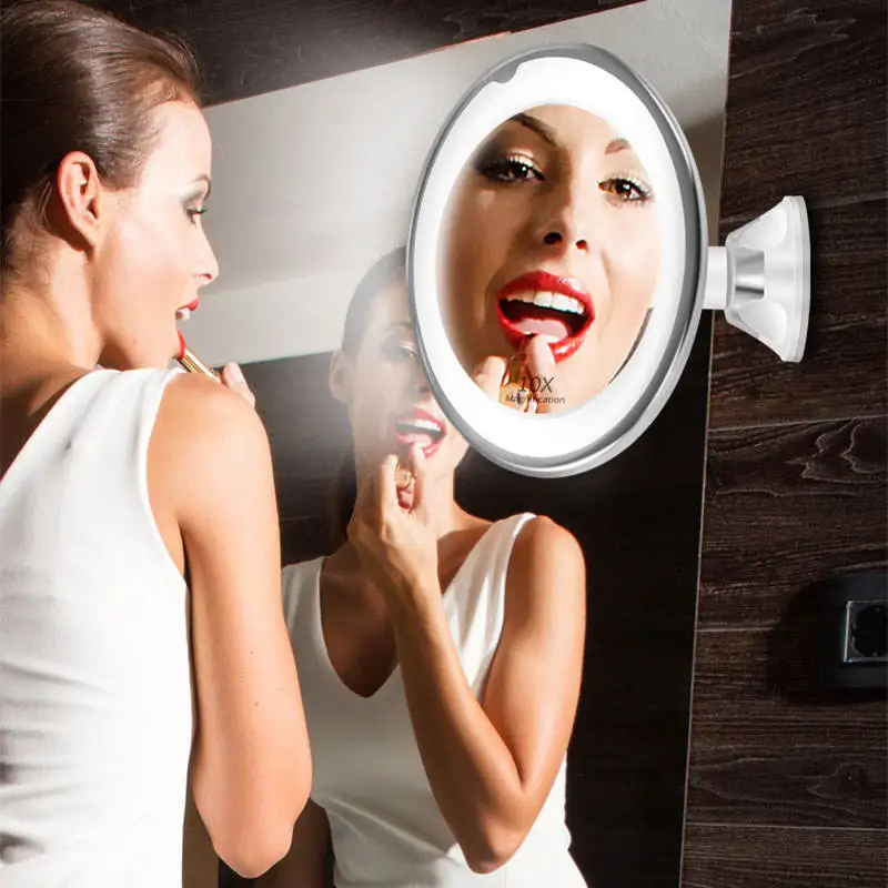 

Magnifying Makeup Mirror with Lights 3 Color Lighting 360 Degree Rotation and Powerful Suction Cup Good for Bathroom, White
