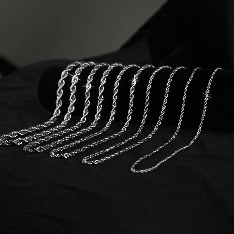 

XuQian 2021 Daily Wear Twisted Link Chain Stainless Steel Rope Chain For Necklace