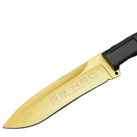 

Gold Classic Knife Good quality Tactical Outdoor knives 58HRC 7cr17mov Stainless steel Tool with Sheath Dropshipping