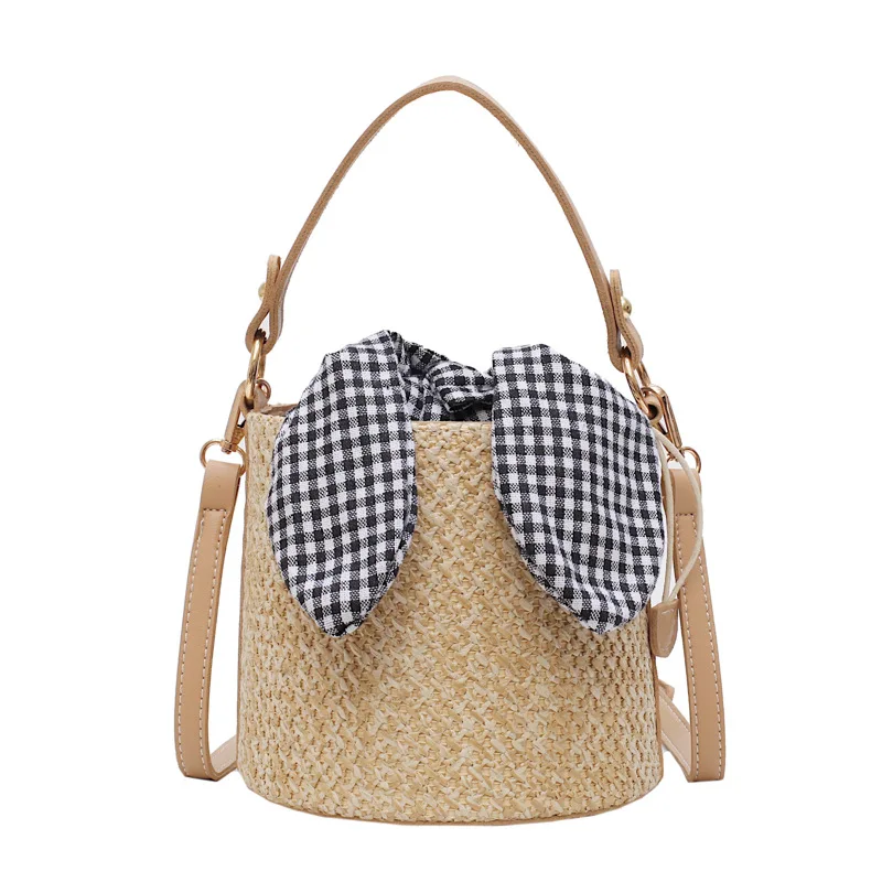 

women straw crossbody bag weave 2021 summer latest korean fashion drawsting bucket bag sling handbag, Customizable