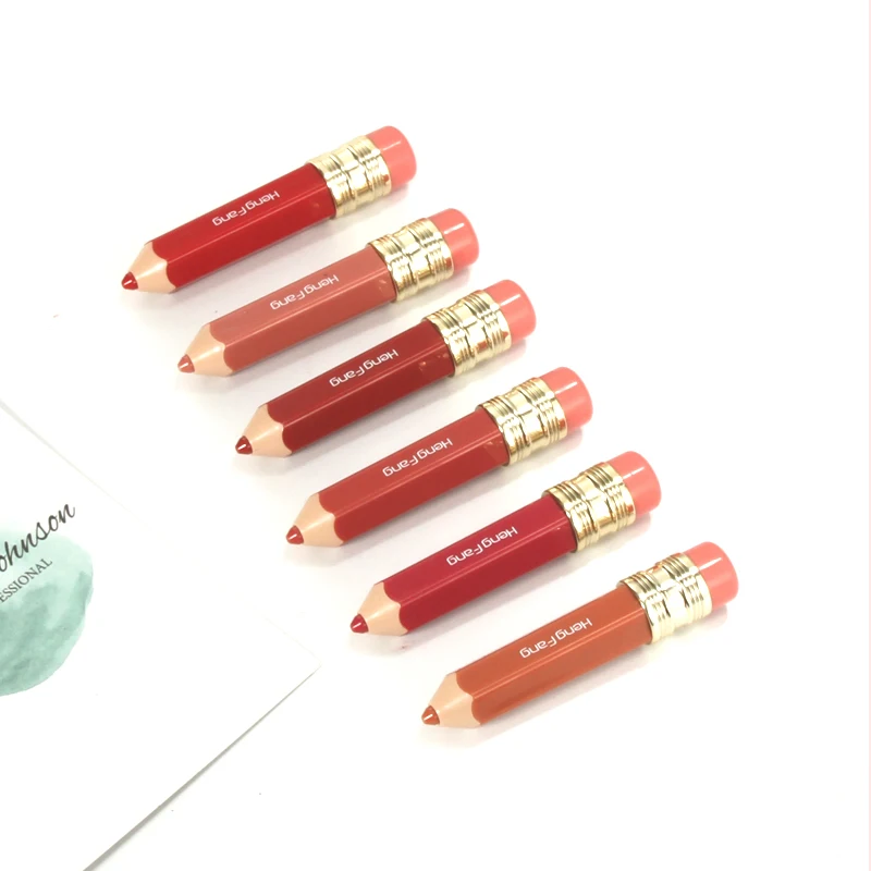 

Cute Crayon Design Moisturizing Rich 6 colors Velvet Matte comfortable customised lip gloss, 6 colours