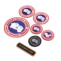 

Twill embroidery label patches embroidery design with merrow border iron-on backing patch label