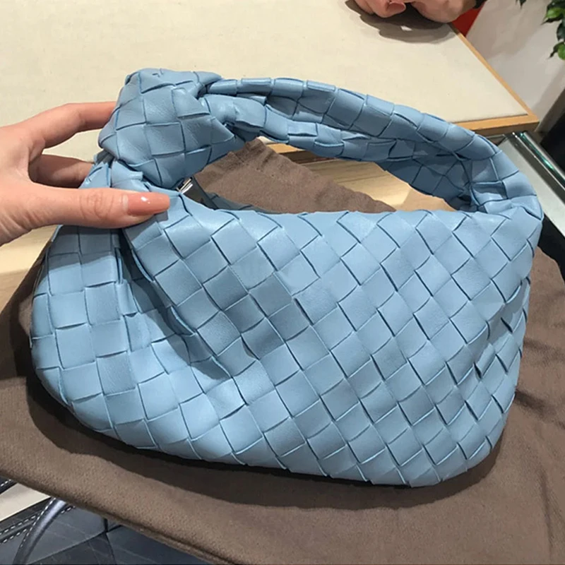 

Latest weave leather handbag, Green,white, light blue
