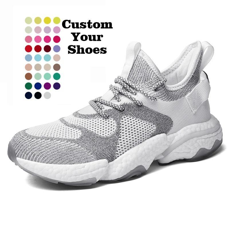 

Fashion High Quality Mens Shoes Comfortable Fly woven Casual Shoes Breathable Lightweight Sneakers Black White