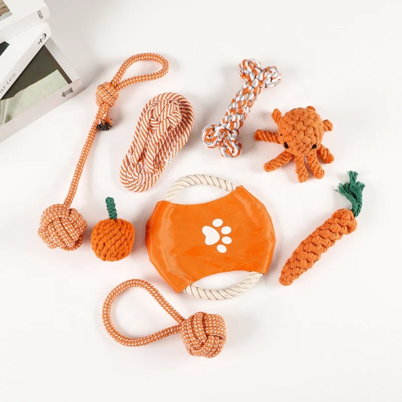 

Durable Cotton Rope Dog Toys 8 Pack Puppies Teething Chew Toys Free Assortment Pet Chew Dog Toy