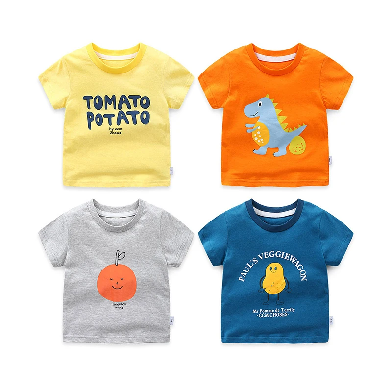 

Summer children's clothing kid cartoon letter round neck fashion casual short-sleeve boy t-shirt, Coloful