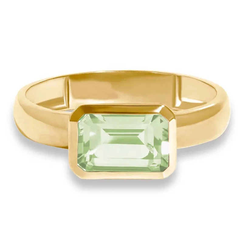 

Gemnel luxury jewelry diamond apple green baguette birthstone ring for girls