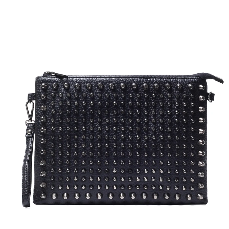 

HOT Male Rivets Handbag Men Skull Clutch Envelope Handbag Casual Purse Bag for Girls Shoulder Bag Women-Bag Free Shipping, 1 colors