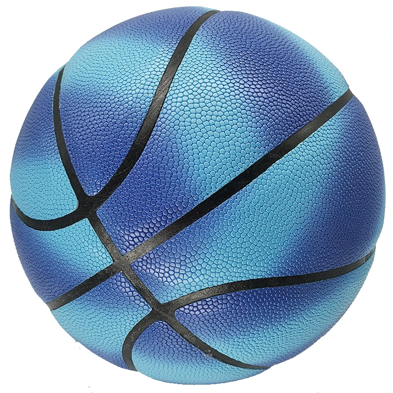 

2021 New Design Hot Selling Blue PU Leather Customize logo Basketball Ball For Sports