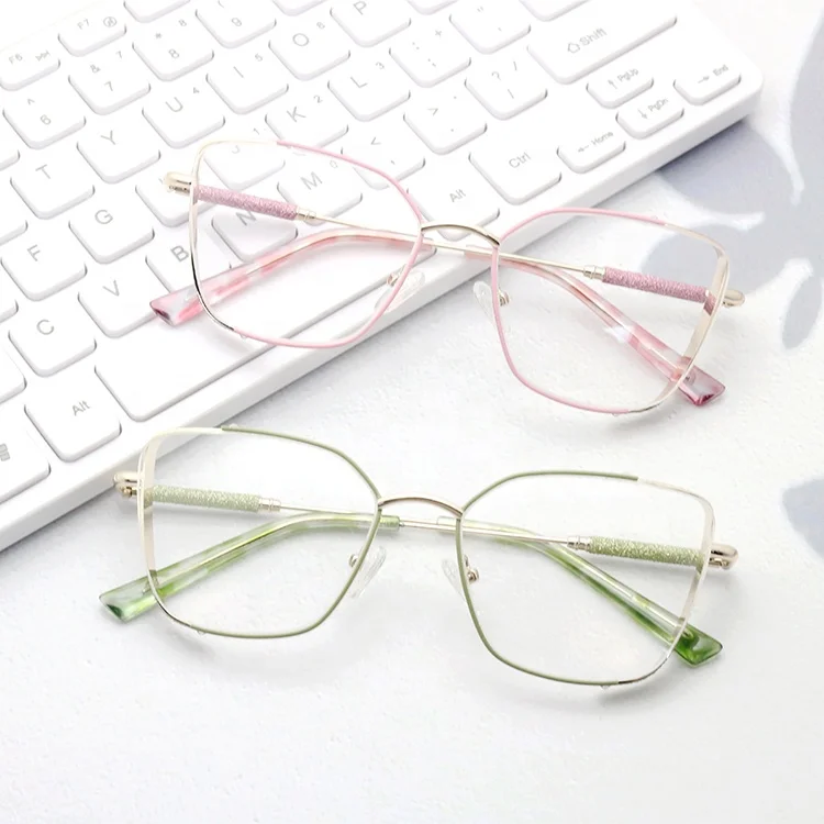Fashion Wholesale Custom Design Optics Oversize Metal Frame Women Eyewear Eyeglasses Eye Glasses