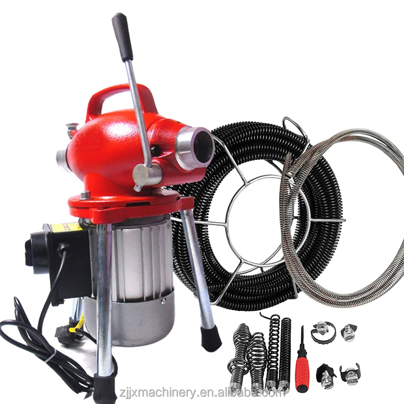 

electric drain cleaner machine kitchen pipe unblocked sewer drainage cleaning machine, Red