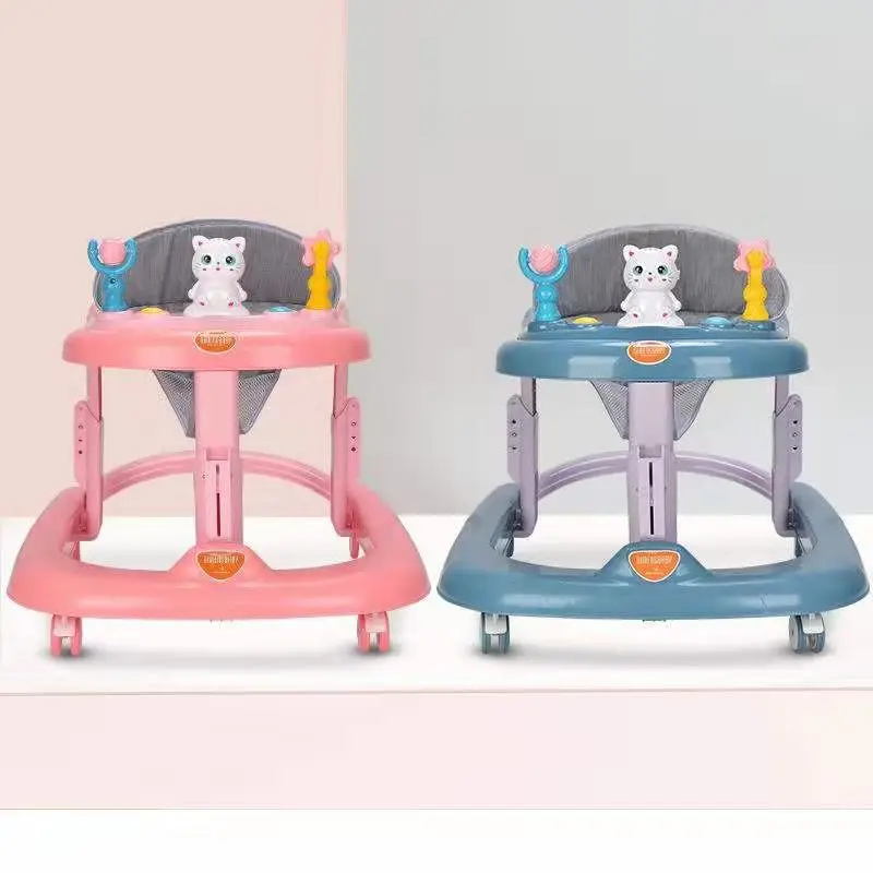 

high quality 3 in 1 Plastic Music Cartoon Baby Walker simple 2021 model Adjustable Seat Height baby walker, Pink/green /blue