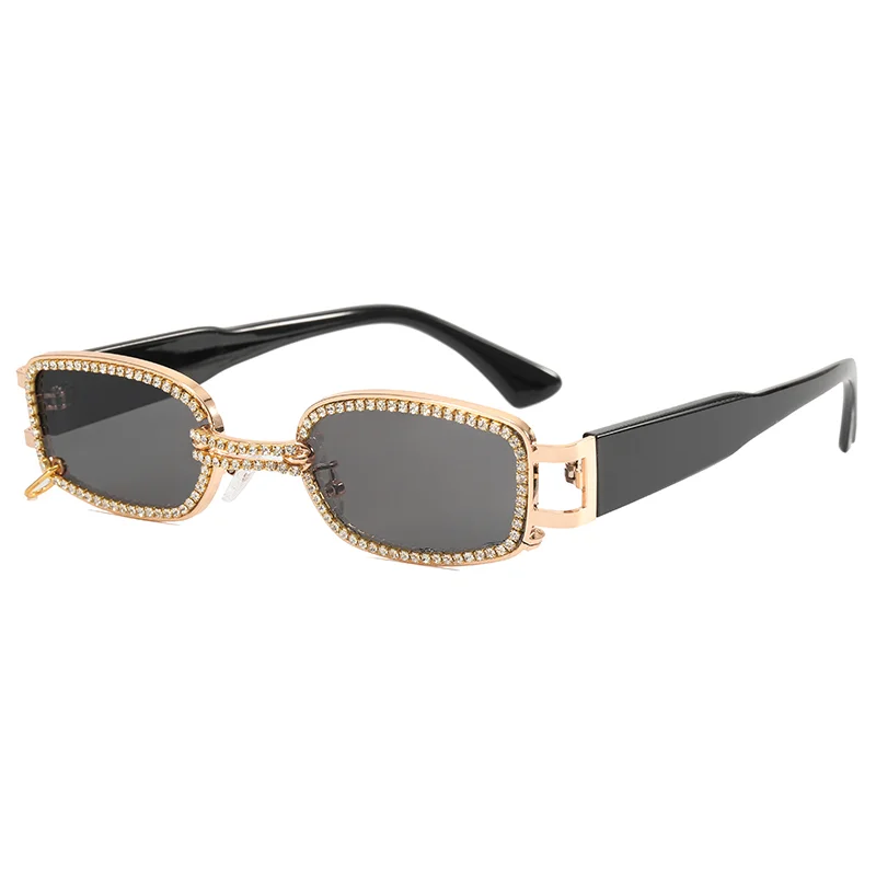 

2021 Women fashion Sun glasses Vintage luxury Diamond Rhinestone Rectangle sunglasses, 6 color for selection