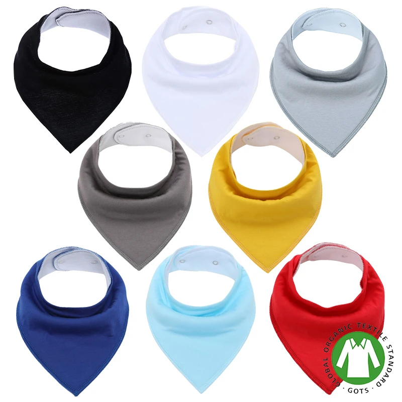 Gots Certified Baby Bandana Drool Bibs Organic Plain colors Unisex 8 Pack Baby Bibs