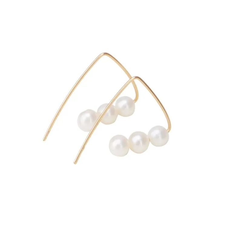 

Fashion simple 4-5mm freshwater pearl small round bead earrings, DIY handmade pearl earrings hoop