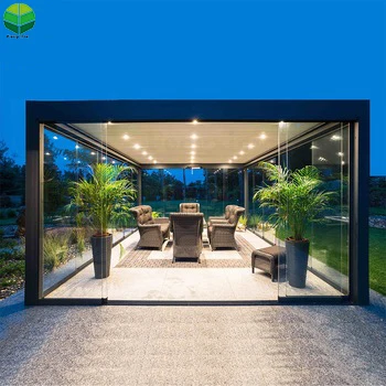 

Waterproof Aluminum pergola Coverings Electric Opening Pergola Roof with LED light, Customized colors