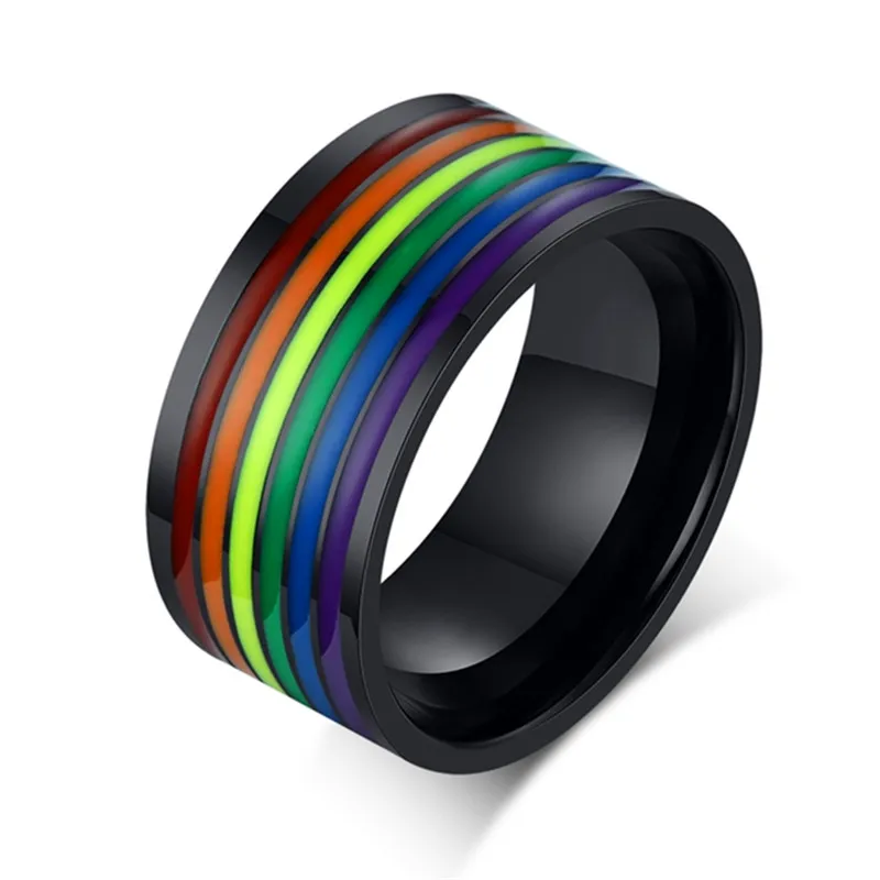 

Stainless Steel Gays & Lesbians LGBT Pride Rainbow Flag Band Ring Jewelry