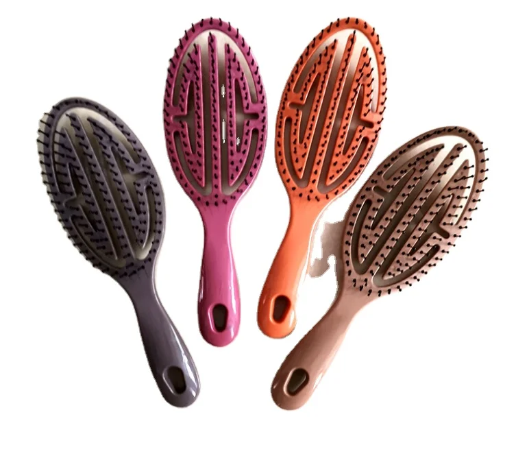 

Mens Hard Boar Bristle Curved Hair Comb Brush Plastic Speed Dry Hair Brush, Any color