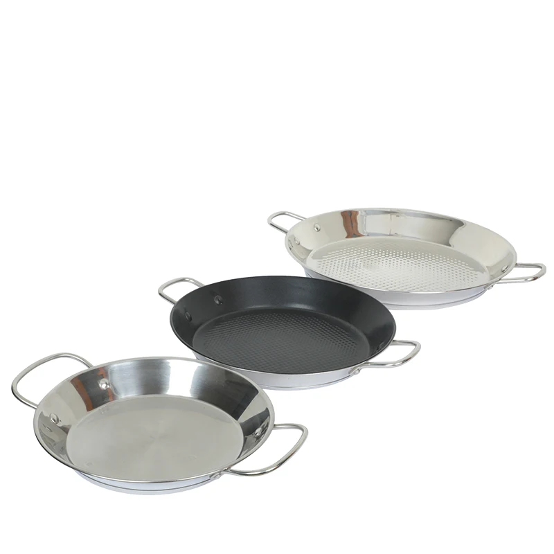 

Hotel Restaurant Equipment Multi-Size Stainless Steel Seafood Paella Pan For Cooking