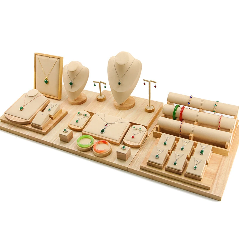 

Wholesale Wood Jewelry Display Props High Quality Necklace Display Stand Pendants Display Stand, 2color