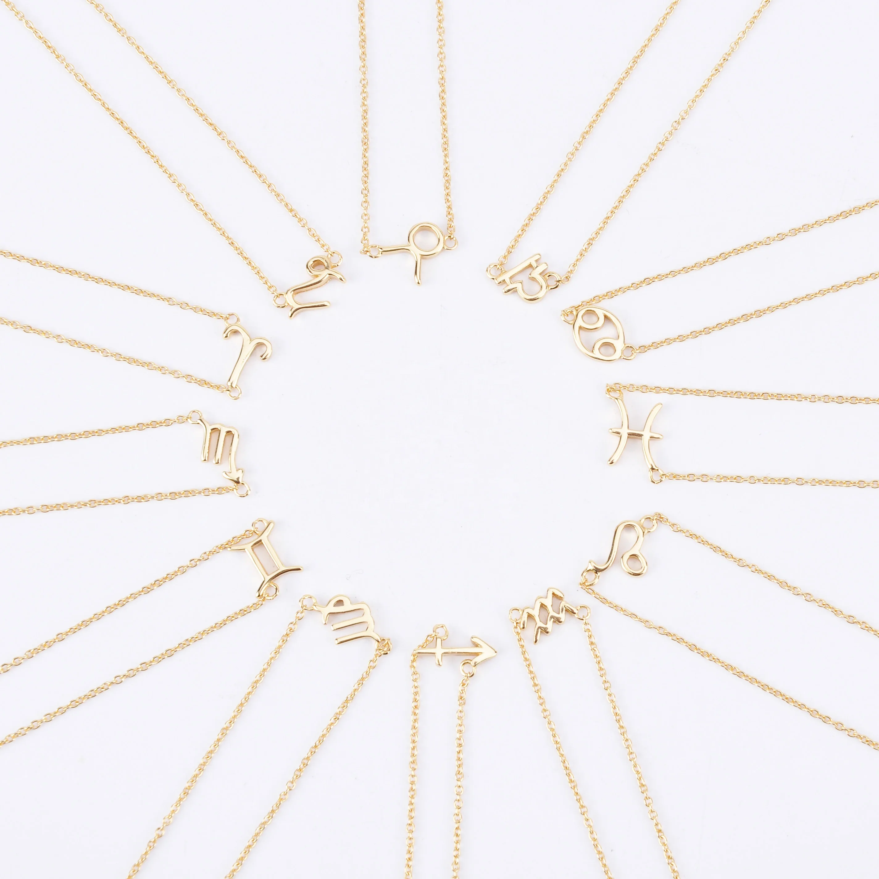 

925 sterling Silver gold plated Sign Thin Link Chain Pendant necklace Zodiac Necklace, Sliver/gold/rose gold