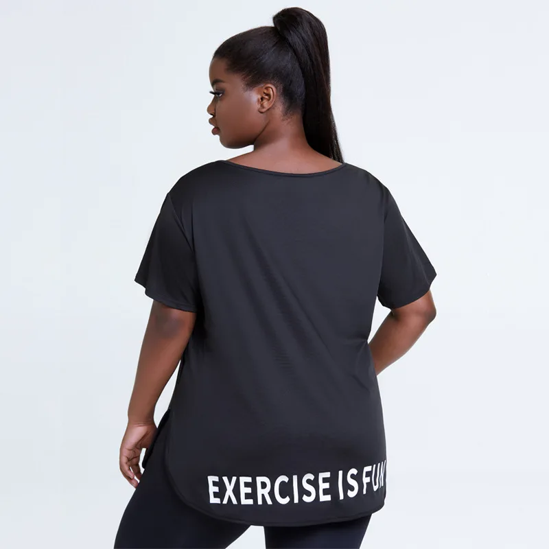 

4XL Plus Size Yoga Shirts Women Gym Clothing Wear Short Sleeve Sports T-shirt for Fitness Running Female Loose Korea Workout Top
