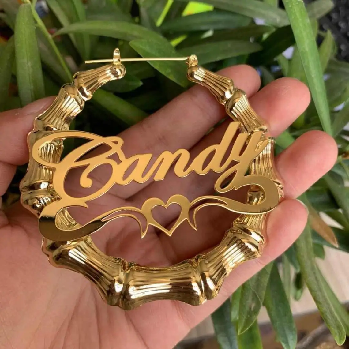 

Bamboo Hoop personalised name earrings suppliers Hiphop Sexy Customizable Customize Name Earrings for Gifts, Silver,gold,rose gold