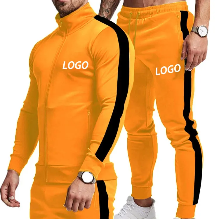 

2021 Fashionable White Black Luxury Hip Hop Sports Designer Custom Your Logo Two Piece Zip Plain Stylish Tracksuit For Men