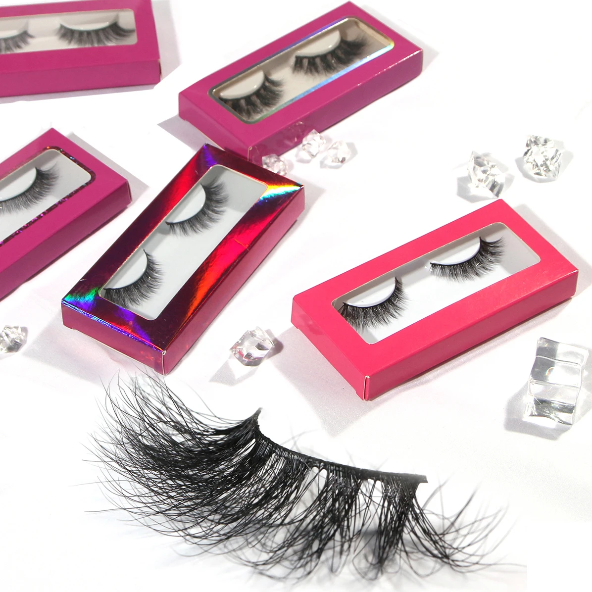 

3d Mink Strip Eyelashes Short Bulk 100% Light Real Mink Fluffy Eyelashes, Black