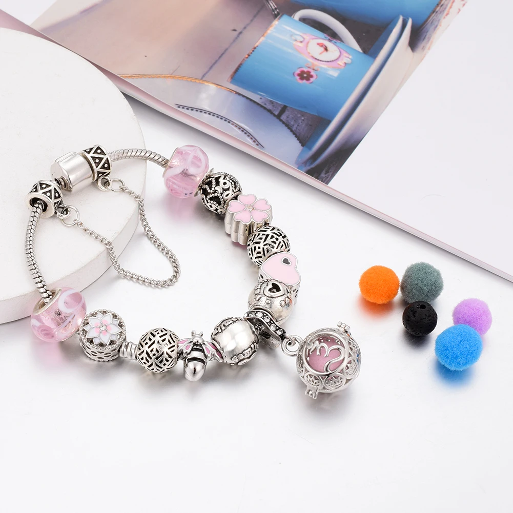 

Wholesale Fashion Jewelry Essential Oil Diffuser Bead Bracelet Women, Pink